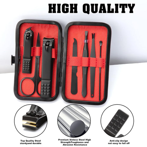 Manicure Set Nail Clippers Pedicure Kit, 7 In 1 Stainless Steel Grooming Kit with Luxurious Travel Case