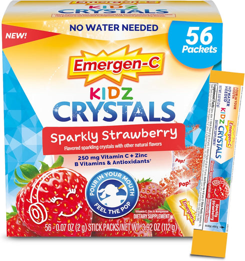 Emergen-C Kidz Crystals, On-the-Go Immune Support Supplement with Vitamin C, B Vitamins, 56 Stick Packs