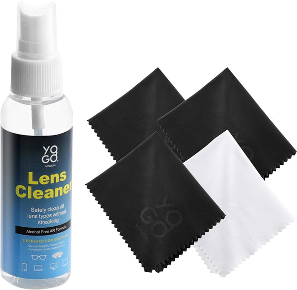 Yogo Vision Lens Cleaner Spray 2 Eyeglass Cleaner Bottles, with 4 Microfiber Cloths Kit