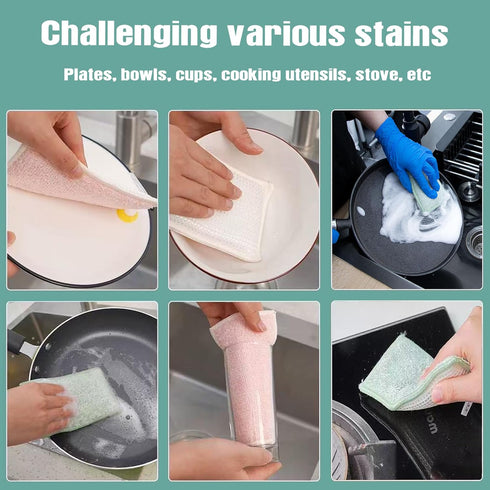 WANWLI 6-Pack) Dish Sponge Kitchen Sponges,Scrub Sponges Bamboo Fiber,Double Sided Cleaning,Non Scratch,Durable