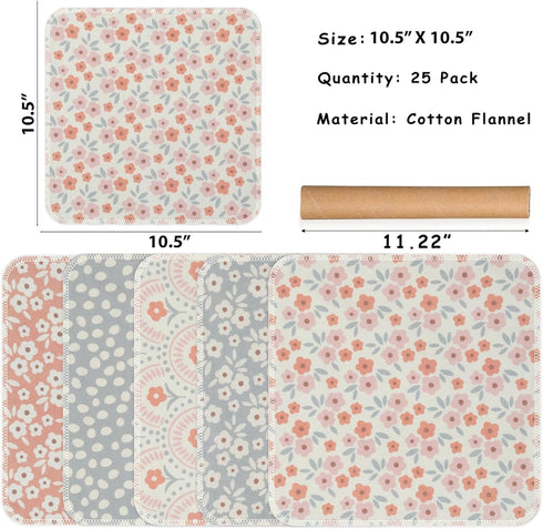 ROGITU 25 Pack Reusable Tissue Paperless Towel Roll Washable Cotton for Kitchen Towels Zero Waste Products Replacement