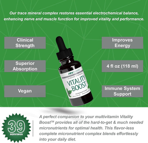 Vitality Boost Fulvic Acid Supplement - Liquid Mineral Drops for Water, Rich in Amino Acids, Improves Energy Function -