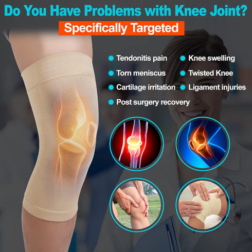 Knee Compression Sleeves, 1 Pair - 20-30mmHg Strong Support Knee Brace for Meniscus Tear, Arthritis, Pain Relief