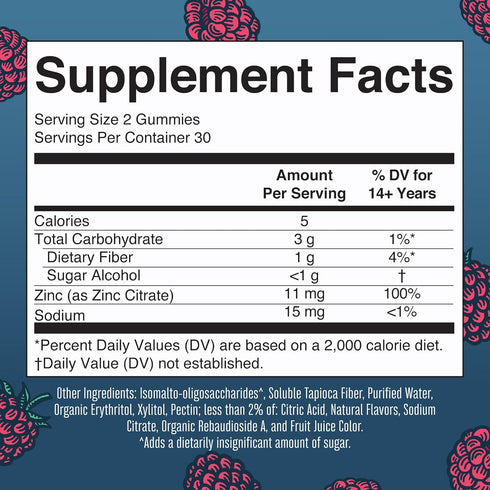 Zinc Gummies by MaryRuth's - Immune Support Supplement for Overall Health, Vegan, 30 Servings