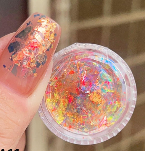 Nail Glitter for Nail Art, Chameleon Flakes, Holographic Nail Powder Set, 6 Boxes Nail Art Design Kit for Women