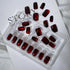 Wine Red Press on Nails, Short Square Cat Eye Nails, Glossy Glue on Nails, 24Pcs Reusable for Women