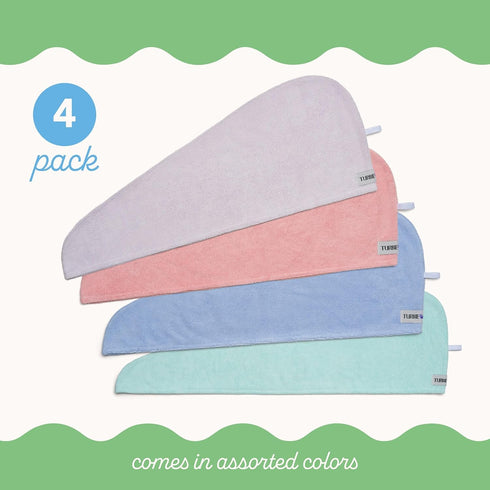 Turbie Twist 4-Pack Microfiber Hair Towel for Beauty, Travel, Gifting - Hair Wrap Turban for All Hair Types