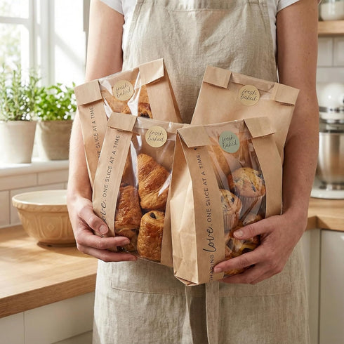 Packaging Beautiful Bread Bags for Homemade Bread - Clear Window Bags Keep Your Sourdough Loaves Fresh for Days & are