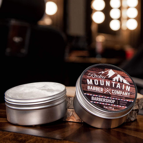 Shaving Cream for Men, Barbershop Scent, Thick Lather for Traditional and Cartridge Shaving, 5oz Tin