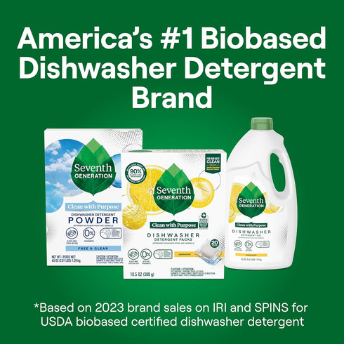 Seventh Generation Dishwasher Detergent Pods, Lemon Scent, 20 Pods Blasts Away Stuck-On Food