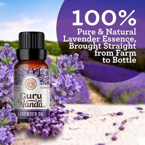 GuruNanda Lavender Essential Oil - 100% Pure, Natural Oil for Massage & DIY Recipes, 0.5 Fl Oz