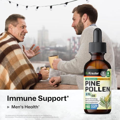Pine Pollen Tincture - Organic Pine Pollen Powder Liquid Extract for Immune Support - Alcohol & Sugar Free Natural Herbal Supplement - Vegan Pine Pollen Drops 2 Fl.Oz.