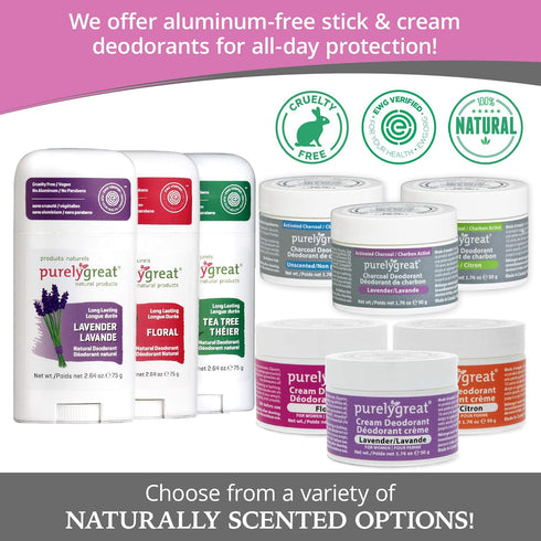 Natural Deodorant with Activated Charcoal for Men & Women - Long-Lasting, EWG Verified, Vegan, Aluminum Free, Citrus