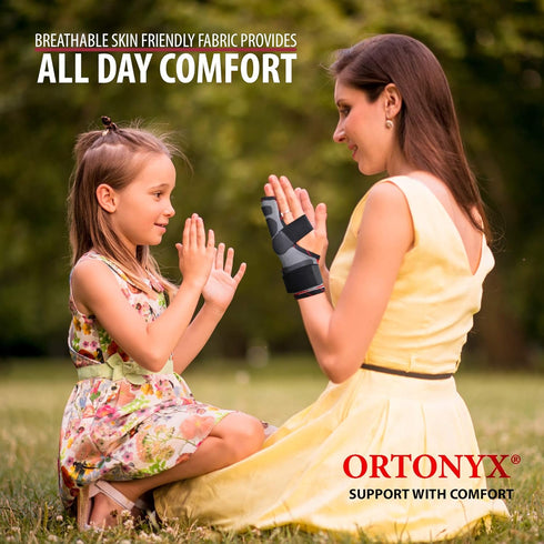 ORTONYX Wrist Immobilizer Brace - Pinky Finger Splint for 4th & 5th Finger, Ulnar Gutter Support, Adjustable, KB434 Gray