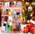 Pink 360 Makeup Organizer Carousel, Large 7 Layers Acrylic Make Up Organizer for Vanity, Fits Makeup Brushes,