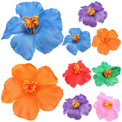 Lurrose 9 Pcs Hawaii Flower Hair Clip, Hibiscus Hair Clips for Beach Party Wedding (Random Color)