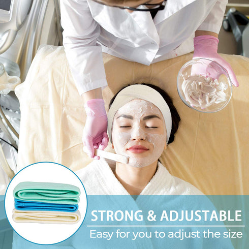 Whaline Spa Facial Headband, Adjustable Terry Cloth Makeup Wrap for Face Washing, Shower, 3 Pieces (Blue, Green, Yellow)