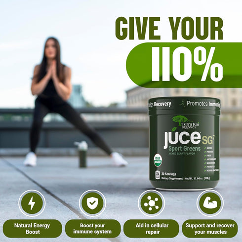 SG7 Sports Protein Greens - Organic Plant Based Protein Green Juice Powder, Mixed Berry Flavor, 30 Servings