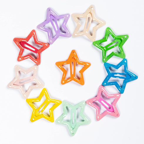 Star Hair Clips for Girls, 50 Pcs No Slip Metal Fashion Hair Snap Barrettes for Kids Teens Women