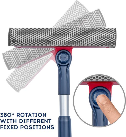 DSV Standard Professional Window Squeegee | 2-in-1 Window Cleaner Sponge with Telescopic Extension Pole 20" - 30"