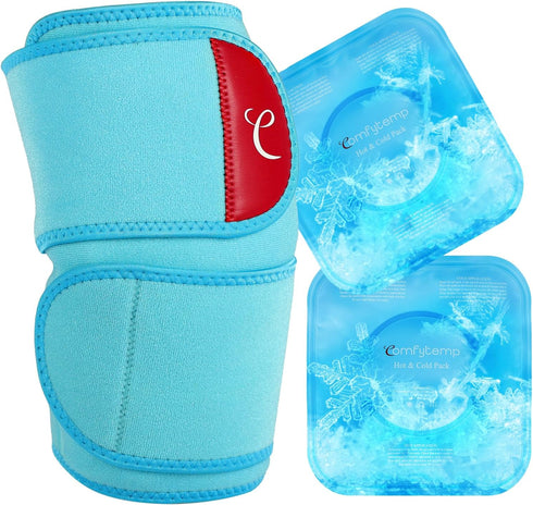 Comfytemp Large Knee Ice Pack Wrap with 2 Gel Soft Cold Packs, Reusable Compression Brace for Meniscus Tear, Joint Pain