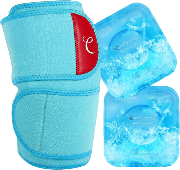 Comfytemp Large Knee Ice Pack Wrap with 2 Gel Soft Cold Packs, Reusable Compression Brace for Meniscus Tear, Joint Pain