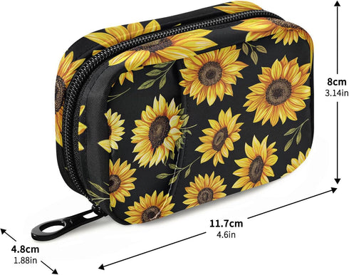 Kigai Sunflower Pill Case Weekly Pill Box Portable Travel Pill Bag Organizer with Zipper for Vitamins, Medication