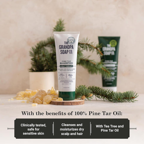 The Grandpa Soap Company Pine Tar Shampoo, 8 Fl Oz, Vegan, Moisturizes Dry Scalp