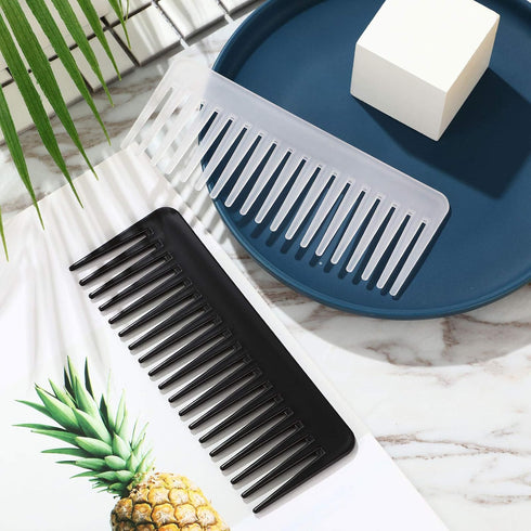 Large Hair Detangling Comb - Wide Tooth Comb for Curly Hair, No Handle Styling Comb (Black, White)
