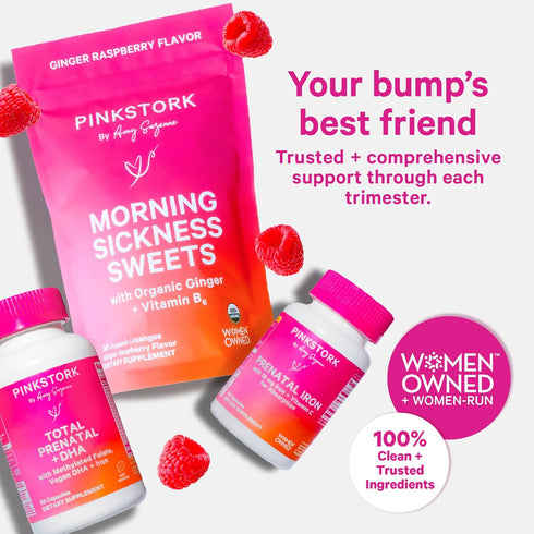 Pink Stork Prenatal Iron Supplement Gummies for Women, 20 mg with Vitamin C, Grape Chewable for Deficiency, Energy,