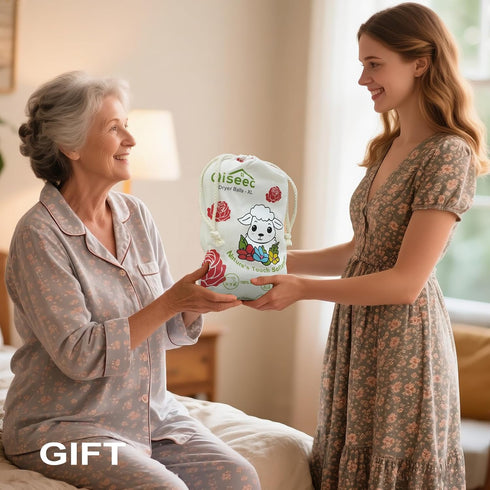 Qiseec 6-Pack Wool Dryer Balls XL - Unique Petal Embroidery, Natural Reusable Laundry Fabric Softener, Reduces Wrinkles