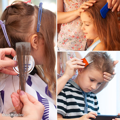 OWNHEALER Professional Lice Comb Kit for Lice, Nits, and Dandruff Removal - Quick Results for All Hair Types.