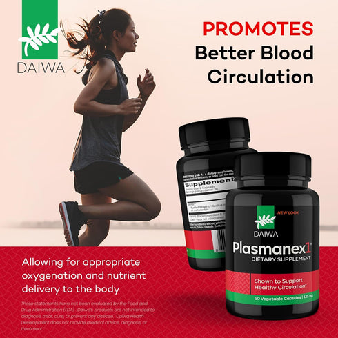 Daiwa Plasmanex 1 - Blood and Vein Circulation Supplements, 60 Vegan Capsules for Healthy Legs and Veins