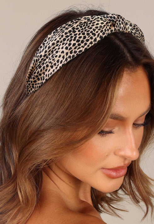 Knotted Fashion Hairbands for Women and Girls - Non-Slip Top Knot Headbands with Leopard Print - 4PCS