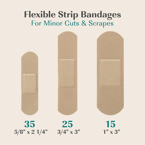 FEBU Eco-Friendly Bamboo Fabric Bandages, PFAS Free, Natural Hypoallergenic Bandages, 75 Count