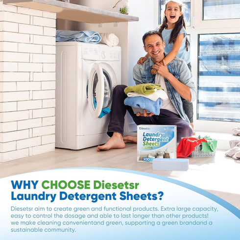 Laundry Detergent Sheets, 300 Loads, Eco-friendly Plastic-Free, Fresh Linen, Travel Laundry Detergent