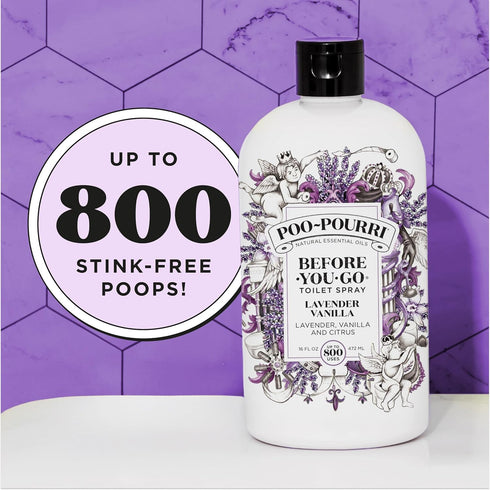 Vanilla,16 Oz, 800 Poo-Pourri Before-You-Go Toilet Spray Refill, Lavender Fl Up to Uses, Bathroom Odor Deodorizer
