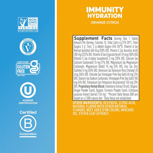 Nuun Hydration Immunity Electrolyte Tablets with 200mg Vitamin C, Orange Citrus Flavor, 8 Pack (80 Servings)