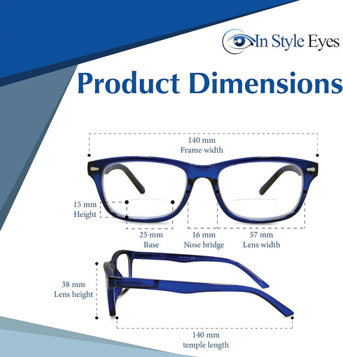 In Style Eyes Seymore Retro Bifocal Reading Glasses, Non-progressive, Clear Tortoise, 2.25x, for Men and Women