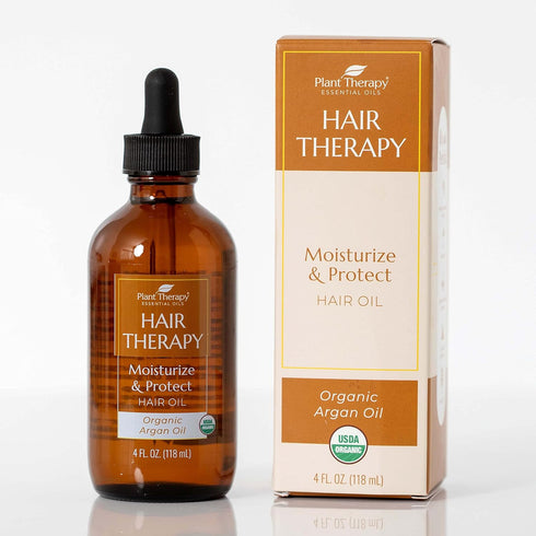 Plant Therapy Hair Therapy Oil - 4 oz Organic Argan Oil, 100% Pure, USDA Organic for Face, Hair, Skin, Nails