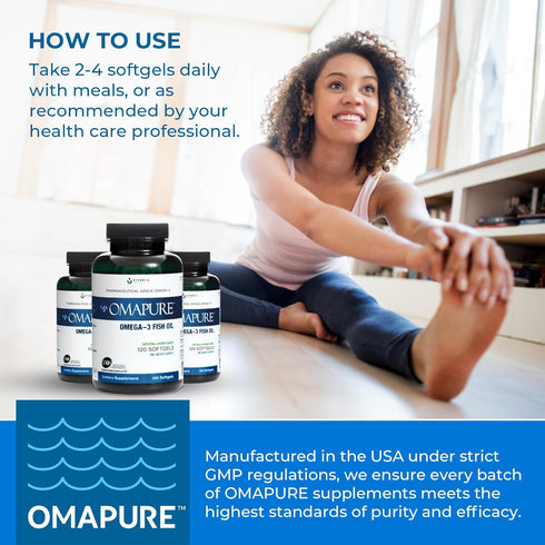 Fish Oil Supplements with Omega 3 Fatty Acids - 120 Softgels for Heart & Joint Health, Burpless Fish Oil