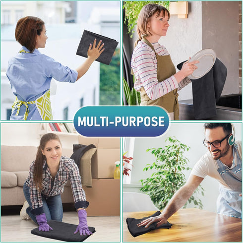 6 Pcs Extra Large Microfiber Cleaning Cloth (30" x 20") - Washable, Reusable, Streak Free, Lint Free for Home & Office