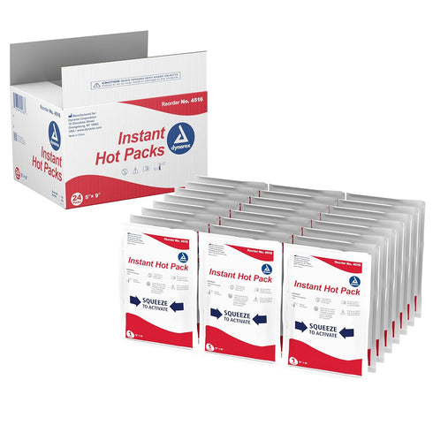 Dynarex Instant Hot Packs, Single-Use Heat Packs, 5"x 9", 1 Case of 24 for Muscle Cramps and Injuries