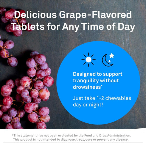 NeuroScience GABA Trex - Chewable L Theanine Supplement for Stress Relief - 200mg Grape Flavored Tablets