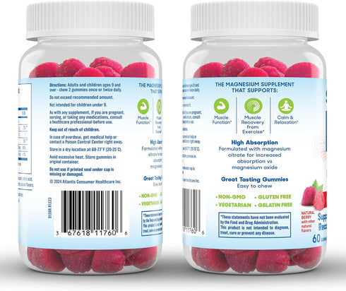 Slow-Mag Mg Muscle Health + Recovery Gummies, Magnesium Citrate in 60ct
