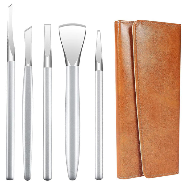 Pedicure Knife Set, Manicure Set, Ingrown Toenail Kit, Top Notch Foot Blade (5 Pcs Leather Case Included)