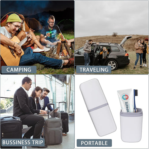 Travel Toothbrush Cup Case, Portable PP Seal Holder for Toothbrush & Toothpaste, Multi-Function Container (White)