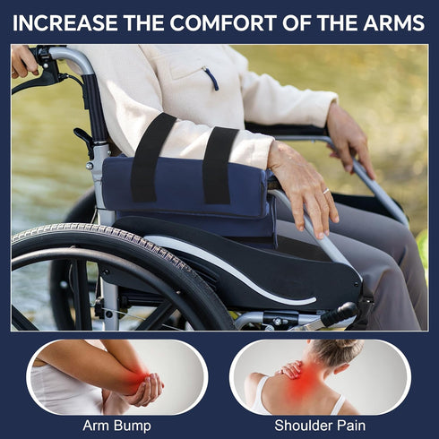 ROYALAY Wheelchair Armrest Pads, Lateral Support Anti-Rollover for Wheelchair with Adjustable Strap, High-Density Foam