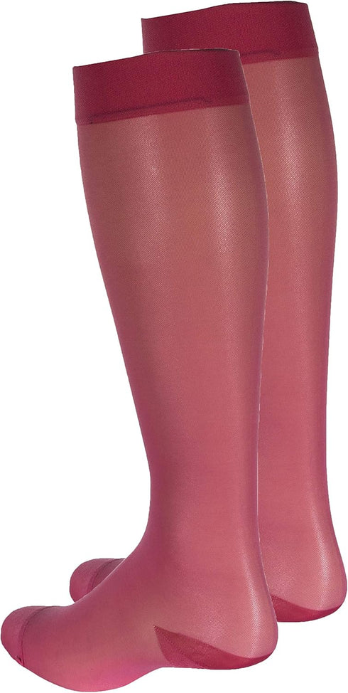 Truform Sheer Compression Stockings, 15-20 mmHg, Women's Knee High, Pink, X-Large