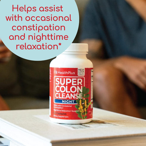Health Plus Super Colon Cleanse Night Formula - Digestive Support with Probiotics and Valerian Root for Sleep (60